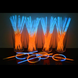 8 Inch Premium Glow Stick Bracelets - Bi Color - Orange/Aqua (100 Counts Per Pack) - Glow-Paradise