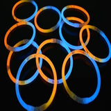 8 Inch Premium Glow Stick Bracelets - Bi Color - Orange/Aqua (100 Counts Per Pack) - Glow-Paradise