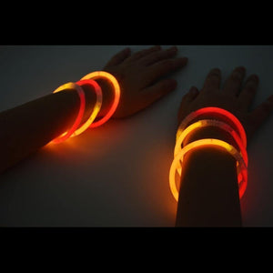 8 Inch Premium Glow Stick Bracelets - Bi Color - Orange/Red (100 Counts Per Pack) - Glow-Paradise
