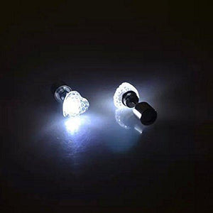 LED Light Up Heart Stud Earrings (White Color, 1 Pair Per Pack) - Glow-Paradise
