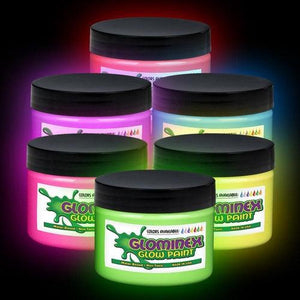 Glominex Glow Paint Pints (Assorted Colors, 6 Pints Per Pack) - Glow-Paradise
