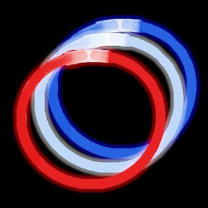 8 Inch Premium Glow Stick Bracelets Bundle - Patriotic Colors Red White Blue (300 Counts Per Pack) - Glow-Paradise