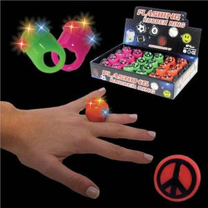 LED Peace Sign Jelly Rings (Assorted Colors, 24 Rings Per Pack) - Glow-Paradise