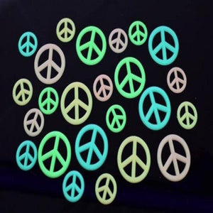 Glow in the Dark Multicolor Peace Signs (24 Stickers Per Pack) - Glow-Paradise