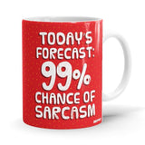 99% Chance Of Sarcasm - Peanuts Ceramic Home Kitchen Drinking Coffee Milk Mug (350ml/11oz, Made in USA) - Glow-Paradise