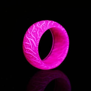 Silicon Glow In The Dark Thick Band Rings (Pink Color, 1 Count Per Pack) - Glow-Paradise
