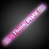 LED Light Up 16 Inch Think Pink Ribbon Theme Foam Stick (1 Per Pack) - Glow-Paradise