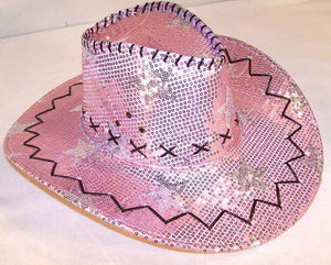 Stylish Sequin Cowboy Hat (Hot Pink Color, 1 Quantity Per Pack) - Glow-Paradise