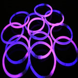 8 Inch Premium Glow Stick Bracelets - Bi Color - Pink/Purple (100 Counts Per Pack) - Glow-Paradise