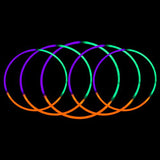 24 Inch Tri-Color Glow Stick Necklaces (Green/Purple/Orange, 50 Count Per Pack) - Glow-Paradise