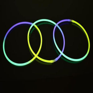 22 Inch Premium Jumbo Glow Necklaces Tricolor (Purple/Green/Yellow, 50 Count Per Pack) - Glow-Paradise