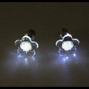 LED Light Up Flower Stud Earrings (White Color, 1 Pair Per Pack) - Glow-Paradise