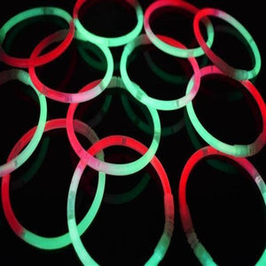 8 Inch Premium Glow Stick Bracelets - Bi Color - Red/Green (100 Counts Per Pack) - Glow-Paradise