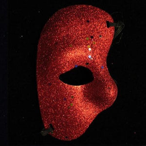 Half Face Glitter Mask (Red Color, 2 Mask Per Pack) - Glow-Paradise