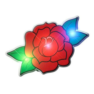 Red Rose Flashing Body Light Lapel Pins (1 Per Pack) - Glow-Paradise