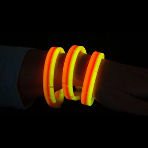 8 Inch Tri-Color Triple Wide Glow Bracelets/Wristbands - Red Orange Yellow (30 Counts Per Pack) - Glow-Paradise
