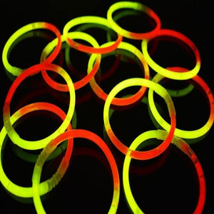 8 Inch Premium Glow Stick Bracelets - Bi Color - Red/Yellow (100 Counts Per Pack) - Glow-Paradise