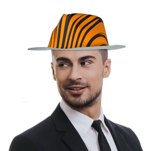 Neon Animal Print Striped Fedora Hats (Orange Color, 1 Quantity Per Pack) - Glow-Paradise