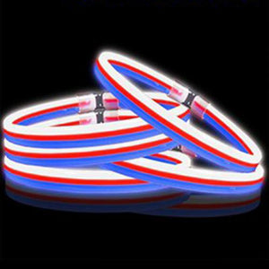 22 Inch Triple Wide Twister Glow sticks Necklaces (Red/White/Blue, 25 Count Per Pack) - Glow-Paradise