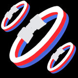 8 Inch Triple Wide Glow Bracelets - Patriotic Colors Red White Blue (75 Counts Per Pack) - Glow-Paradise