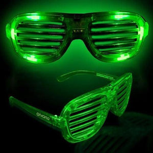 LED Light Up Slotted Rock Star Sunglasses (Green Color, 6 Per Pack) - Glow-Paradise