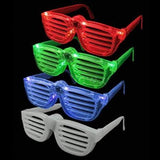 LED Light Up Slotted Rock Star Sunglasses (White Color, 6 Per Pack) - Glow-Paradise