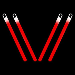 6 Inch Slim Glow Sticks With Lanyards (Red Color, 12 Count Per Pack) - Glow-Paradise