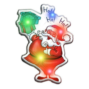 Light Up Santa Flashing Blinky Body Light Lapel Pins (1 Per Pack) - Glow-Paradise