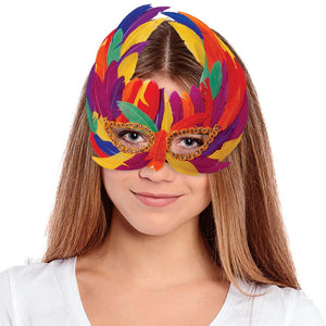 Rainbow Feather Mask (1 Mask Per Pack) - Glow-Paradise
