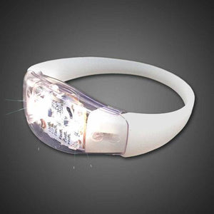 LED Light Up Sound Activated Silicone Bracelet (White Color) - Glow-Paradise