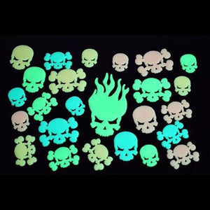Glow in the Dark Multicolor Skulls Stickers (24 Stickers Per Pack) - Glow-Paradise