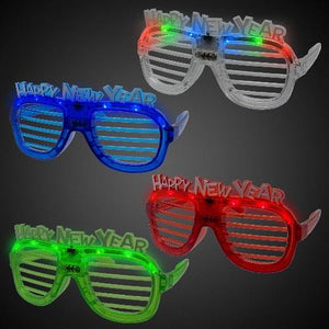 LED Assorted New Year Slotted Shades (12 Sunglasses Per Pack) - Glow-Paradise