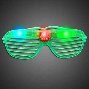 LED Light Up Party Slotted Shades (Green Color, 1 Eyeglass Per Pack) - Glow-Paradise