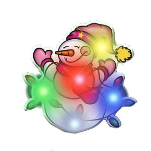 LED Snowman Christmas Lights Flashing Blnky Body Light Lapel Pin (1 Per Pack) - Glow-Paradise