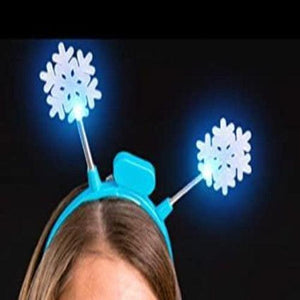 LED Light Up Flashing Crystal Snowflake Headband Bopper (1 Quantity Per Pack) - Glow-Paradise