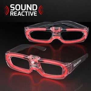 LED Light Up Sound Sensitive Party Sunglasses (Red Color, 1 Per Pack) - Glow-Paradise