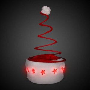 LED Light Up Santa Spring Hat (1 Quantity Per Pack) - Glow-Paradise