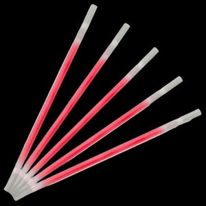 9 Inch Glow In The Dark Straws (Red Color, 25 Straws Per Pack) - Glow-Paradise