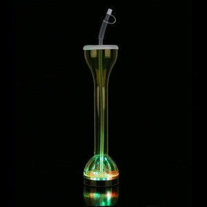 LED Light Up Flashing 17 Oz Yard Glass With Straw (Yellow Color, 1 Quantity Per Pack) - Glow-Paradise