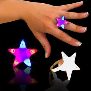 LED Light Up Chasing Star Rings (12 Rings Per Pack) - Glow-Paradise