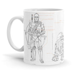 The Droids Blueprint - Star Wars Ceramic Home Kitchen Drinking Coffee Milk Mug (350ml/11oz, Made in USA) - Glow-Paradise