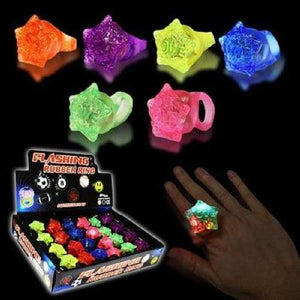 LED Star Jelly Rings (Assorted Colors, 24 Rings Per Pack) - Glow-Paradise