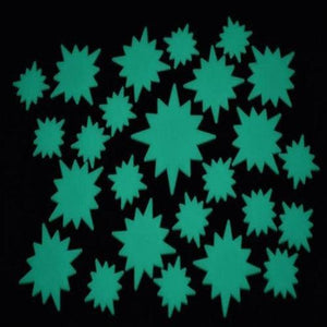 Glow in The Dark Aqua Star Bursts (25 Stickers Per Pack) - Glow-Paradise