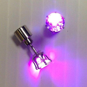 LED Light Up Diamond Shape Stud Earrings (Purple Color, 1 Pair Per Pack) - Glow-Paradise