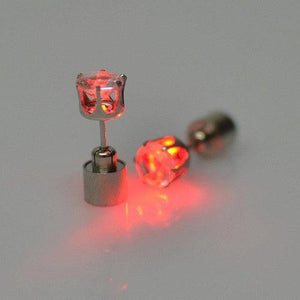 LED Light Up Diamond Shape Stud Earrings (Red Color, 1 Pair Per Pack) - Glow-Paradise