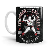 Stronger Than Your Excuses - Superman Ceramic Home Kitchen Drinking Coffee Milk Mug (350ml/11oz, Made in USA) - Glow-Paradise