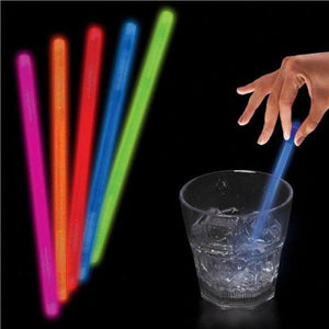 5 Inch Glow In the Dark Swizzle Sticks (Blue Color, 25 Sticks Per Pack) - Glow-Paradise