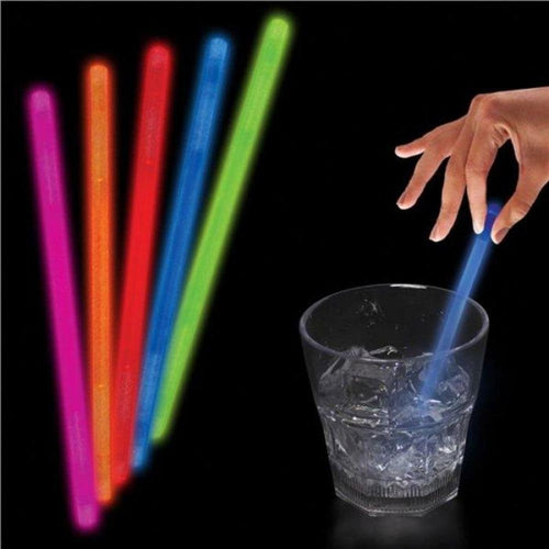 5 Inch Glow In the Dark Swizzle Sticks (Blue Color, 25 Sticks Per Pack) - Glow-Paradise