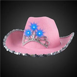 LED Pink Felt Cowboy Hat (Pink Color, 1 Quantity Per Pack) - Glow-Paradise