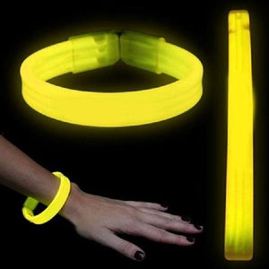 9 Inch Triple Wide Glow Bracelets/Wristbands (Yellow Color, 25 Counts Per Pack) - Glow-Paradise